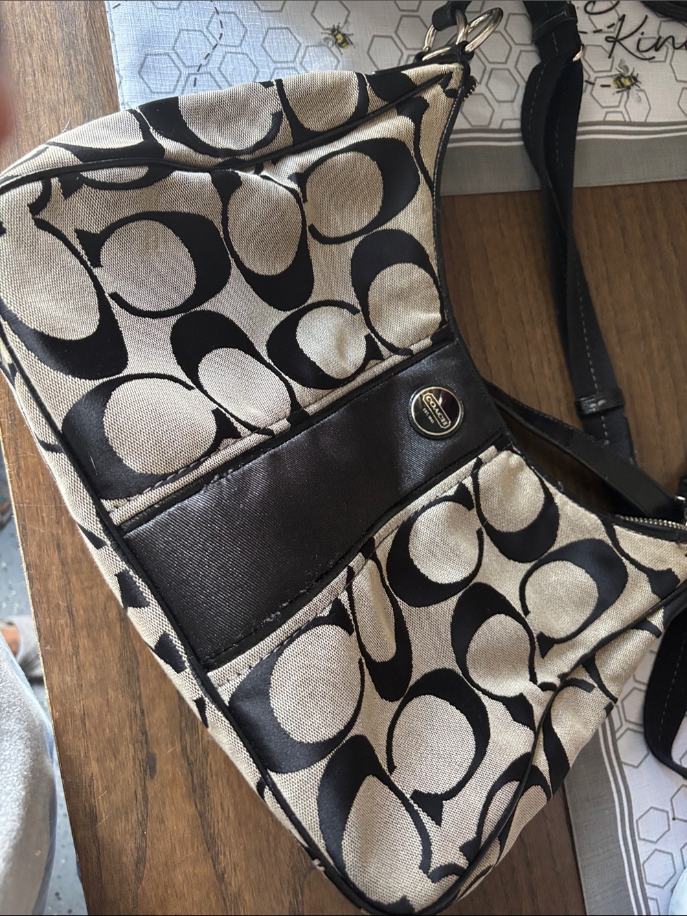 Coach Signature Strip Convertible Hobo Shoulder Bag - Picture 2 of 16
